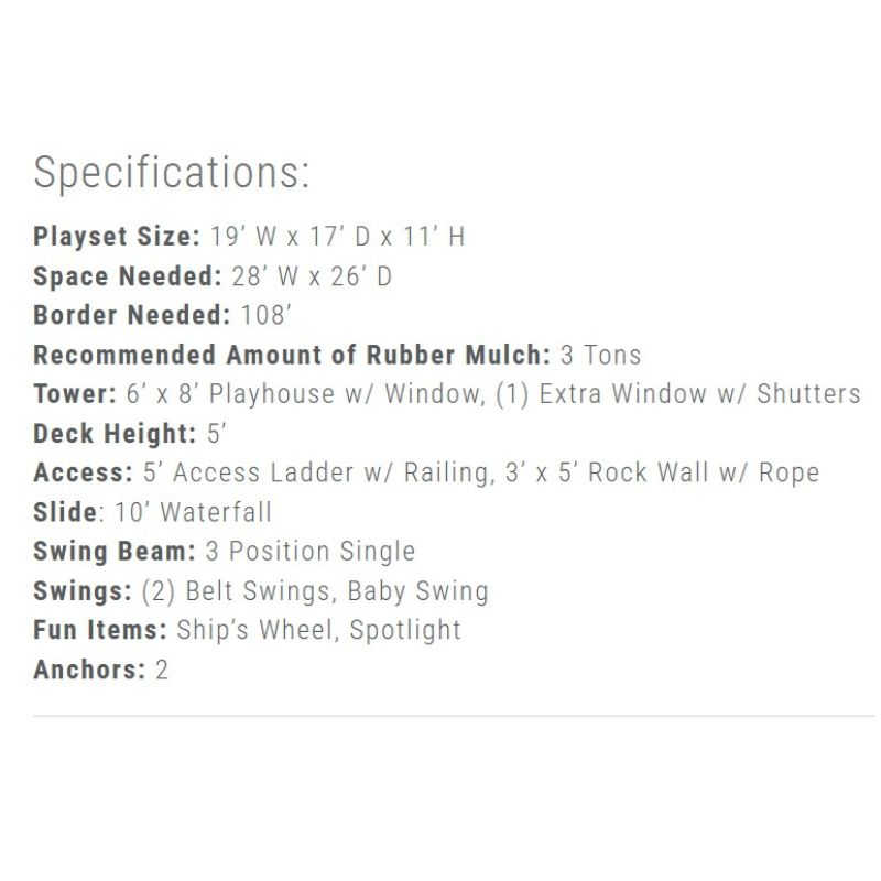 Cabin Vinyl Playhouse Specifications