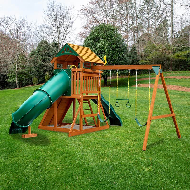 Outing with Tube Slide Swing Set in grass