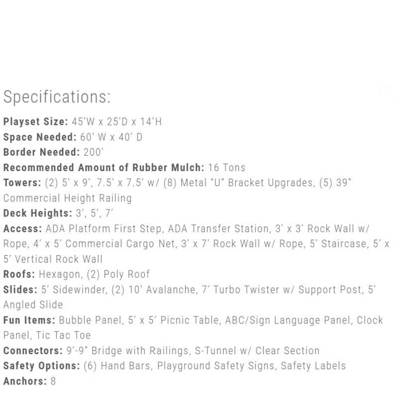 Commercial Junior Power Play Vinyl Playground Set Specifications