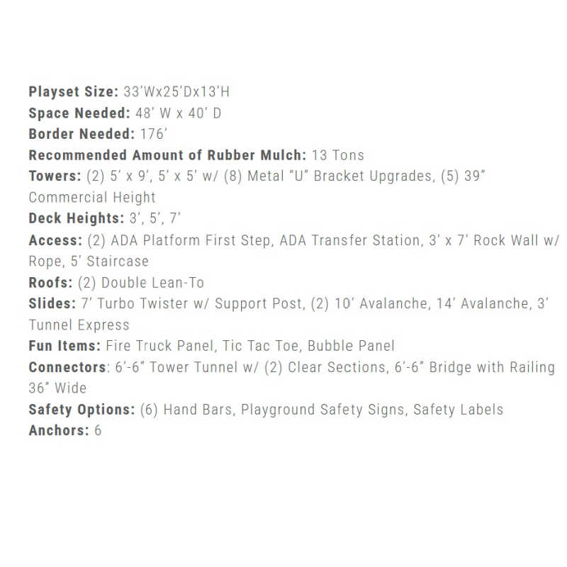 Junior Race Duo Vinyl Playground Set specifications