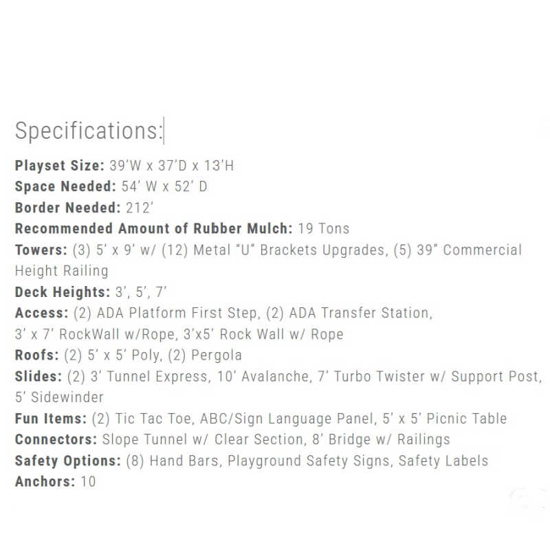 Mighty Escape Commercial Playground Specifications