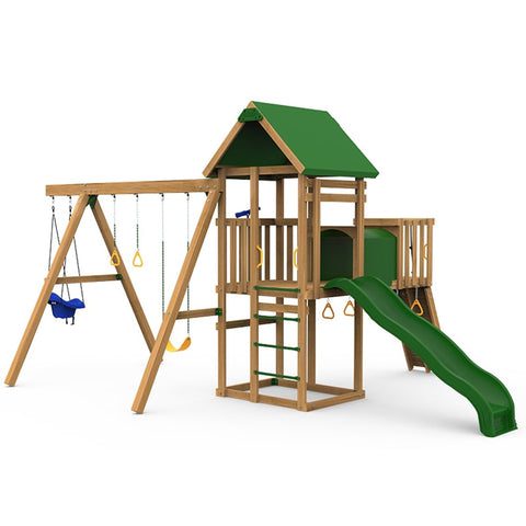 playstar-plateau-silver-outdoor-playset-front-view-with-adventure-tunnel-scoop-wave-slide-climbing-rocks