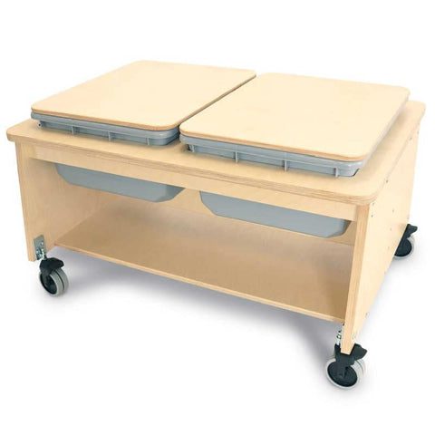 Whitney Brothers® Mobile Sensory Play Table With 2 Tubs and Lids (CH4049) with lids on