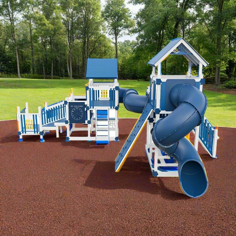 Junior Dreamweaver Vinyl Playground in blue and white in a field