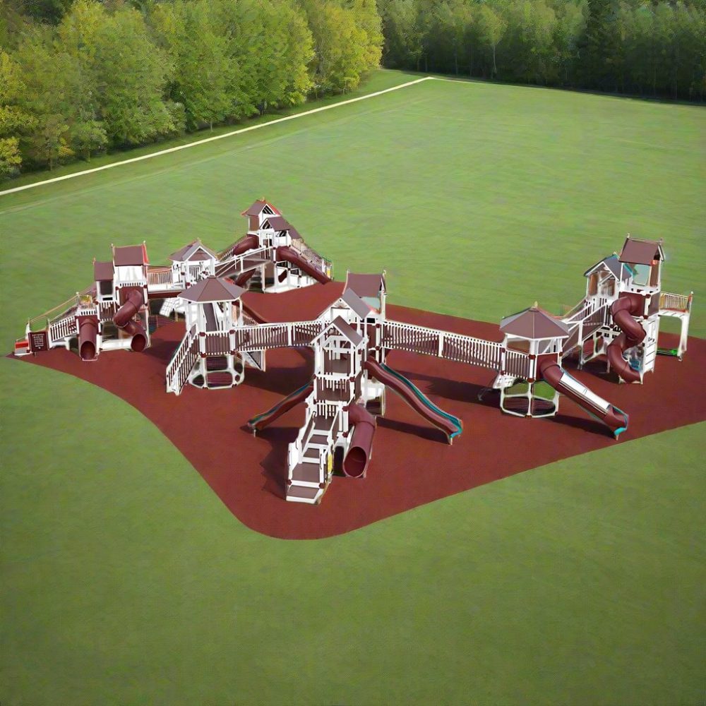 Mighty Adventure Commercial Playground Equipment in red and white