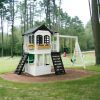 2MamaBees Reign Two Story Playhouse in a backyard