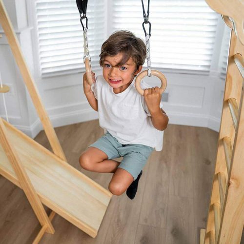 AvenlurChestnut 8 in 1IndoorJungleGymGymnasticRingsABoyHanging