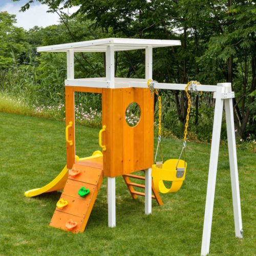 AvenlurForestSmall OutdoorToddlerSwingsetwithbabyswing min