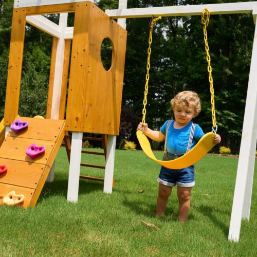 AvenlurForestSmall OutdoorToddlerSwingsetwithkidplayingwithswing min