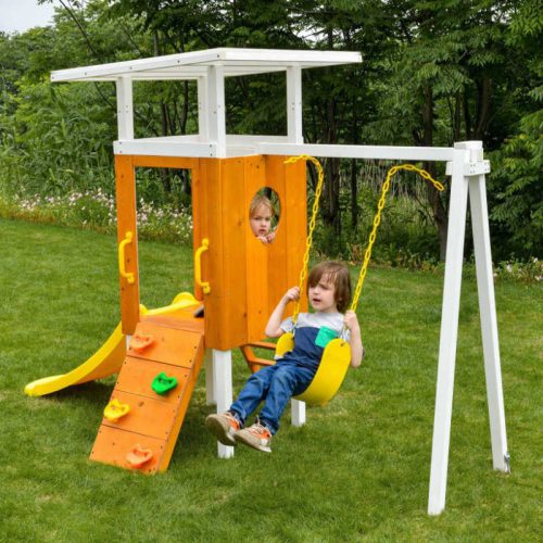 AvenlurForestSmall OutdoorToddlerSwingsetwithkidsplaying min 2