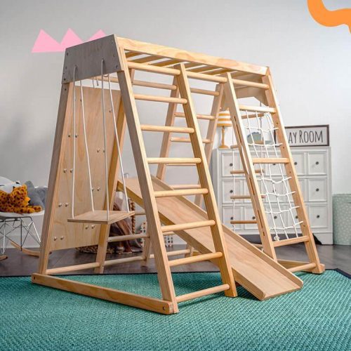 AvenlurMagnolia RealWood7 in 1PlaysetNaturalCornerViewOnPlayRoom