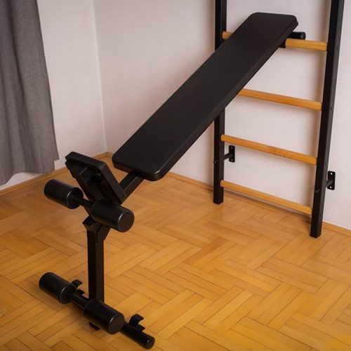 BenchKWallBars733forHomeGymBlackTopSideViewWorkoutBench