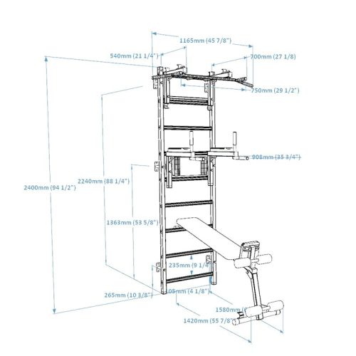 BenchKWallBars733forHomeGymDimensions