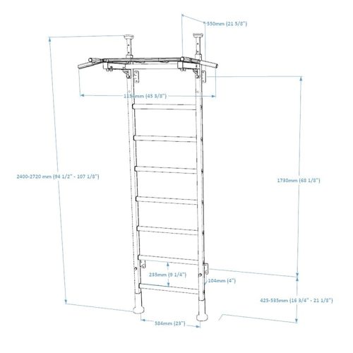 Benchk521WallBarsDimensions