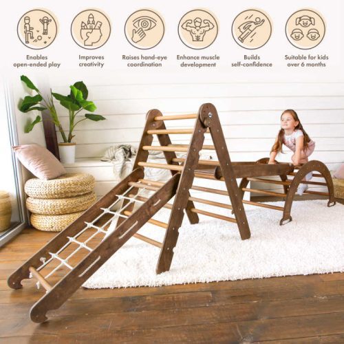 Goodevas4in1MontessoriClimbingSet ChocolateColorshowingbenefits min