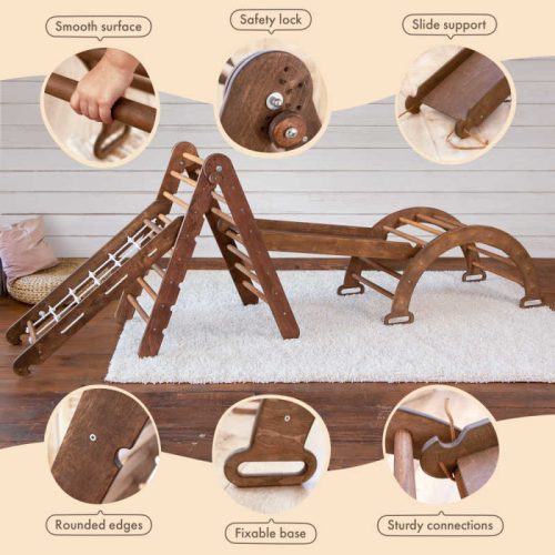 Goodevas4in1MontessoriClimbingSet ChocolateColorwithsafetyinfo min