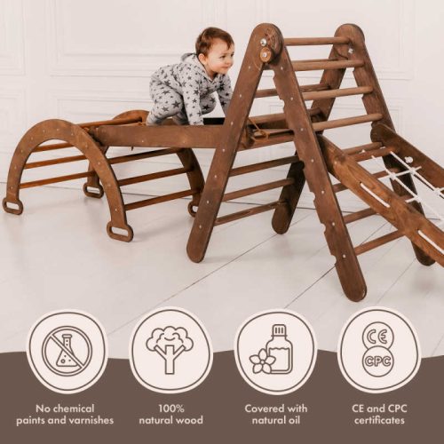 Goodevas4in1MontessoriClimbingSet ChocolateColorwithwoodinformation min