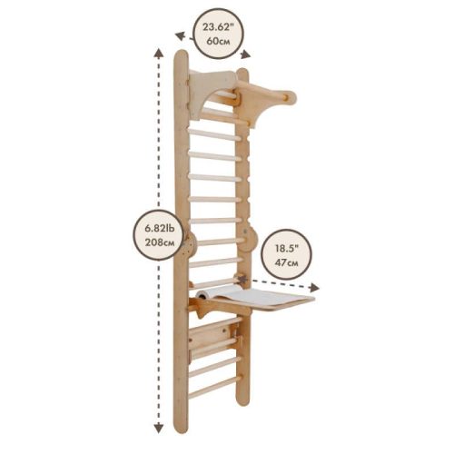 Goodevas5in1 WoodenSwedishWallBarSetforChildrenwithdimensions min 1