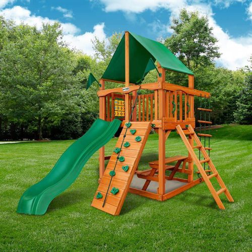 GorillaPlaysetsChateauTowerOutdoorPlaysetDeluxeGreenVinylCanopyLifestyleOutdoor