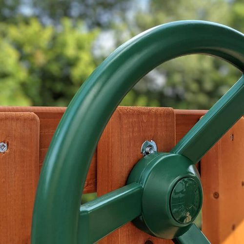 GorillaPlaysetsChateauTowerOutdoorPlaysetUpCloseStirringWheel