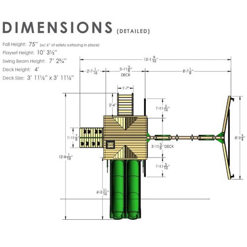 GorillaPlaysetsDoubleDownIISwingSetOverheadDimensions