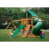 Gorilla Playsets Mountaineer Swing Set Deluxe Green Vinyl Canopy Corner View With Kids Outdoor