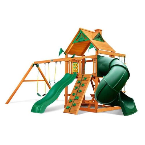 GorillaPlaysetsMountaineerSwingSetStandardWoodRoofCornerView