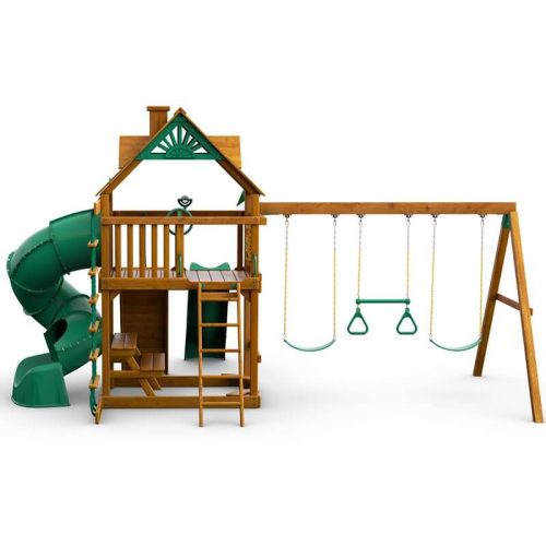 GorillaPlaysetsMountaineerSwingSetStandardWoodRoofRearView