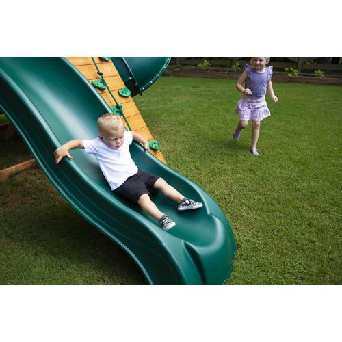 GorillaPlaysetsMountaineerSwingSetTopViewOfABoySliding