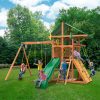 Gorilla Playsets Outing with Arm Trapeze Deluxe Green Vinyl Corner View With Kids Outdoor