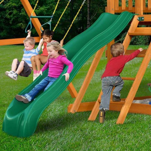 GorillaPlaysetsOutingwithTubeSlideSwingSetSideViewKidSliding