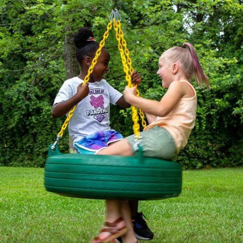 GorillaPlaysetsPioneerPeakSwingSet2KidsOnATireSwing