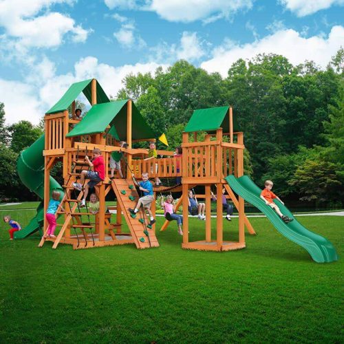 Gorilla Playsets Treasure Trove I Deluxe Green Vinyl Canopy Corner View