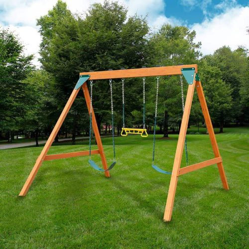 GorillaPlaysetsWoodenSwingSetWithoutSlideCornerViewOutdoor