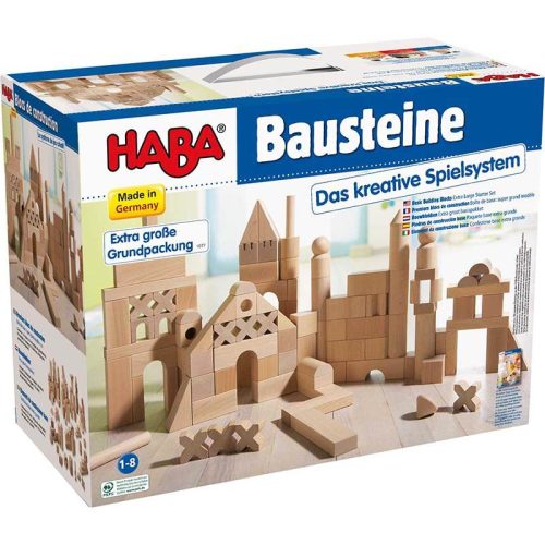 HABAUSABasicBuildingBlocks102PieceExtraLargeWoodenStarterSetPackaging