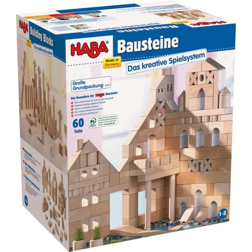 HABAUSABasicBuildingBlocks60PieceLargeStarterSetPackagingAndBox