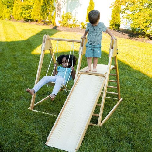 Juniper RealWoodFoldingPlaysetoutdoorslideswing