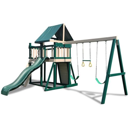 KIdwise Congo Monkey Play System #1 with Swing Beam Green And Sand Side View