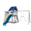 KIdwise Congo Monkey Play System #1 with Swing Beam White And Sand With Blue Accessories Front View