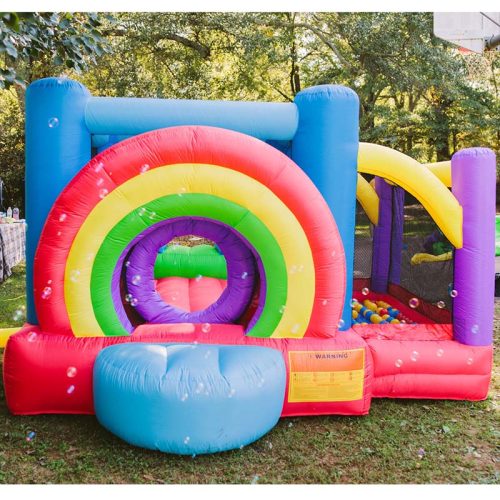 Kid Wise Lucky Rainbow Bounce House Front View Outdoor