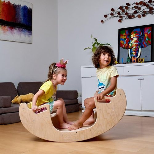 Kidodido2In1MontessoriWoodenSeesawandTableChairSet2KidsSwingingTheSeesaw