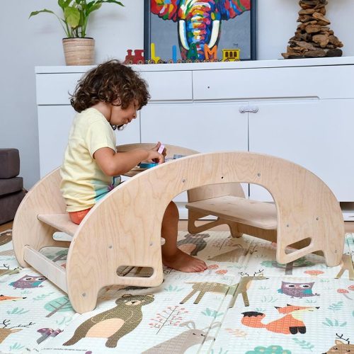 Kidodido2In1MontessoriWoodenSeesawandTableChairSetAKidSittingWhilePlaying