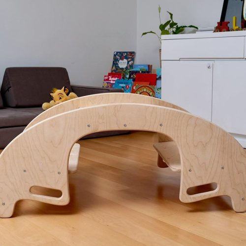 Kidodido2In1MontessoriWoodenSeesawandTableChairSetSideViewAsATableAndChair