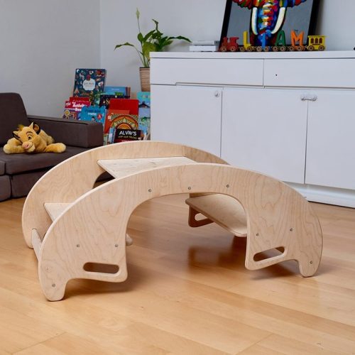 Kidodido2In1MontessoriWoodenSeesawandTableChairSetTopSideViewAsATableAndChair