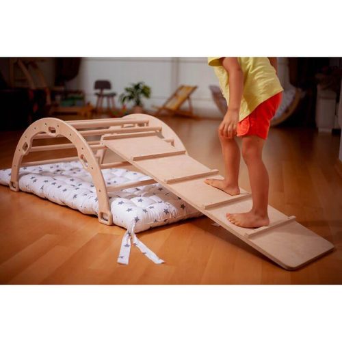 Kidodido Climbing Arch Rocker With Pillow And Ramp Showing Kid On Top Of Ramp