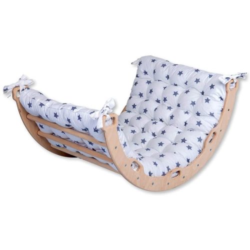 Kidodido Climbing Arch Rocker With Pillow And Ramp White Pillow With Blue Stars