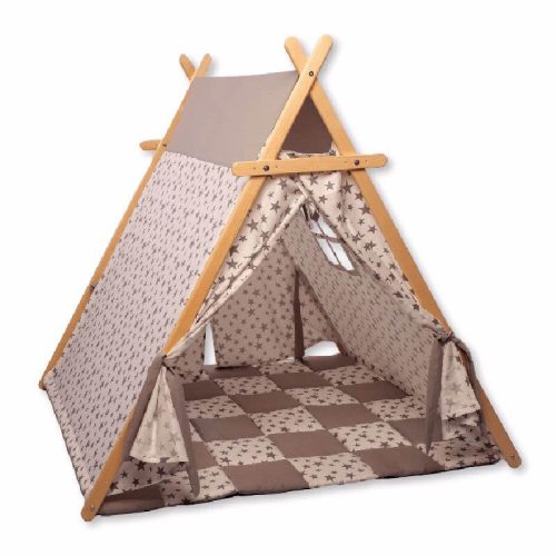 Kidodido White Stars Play Tent and Play Mat Front View With Play Mat