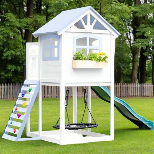 Londyn Swing Set with blue trim