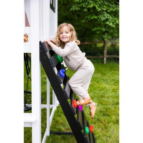 Londyn Swing Set with girl climbing on wall 1 min