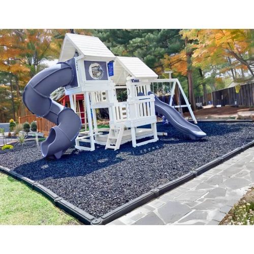 Modern Monkey Outdoor Playset Package 4 Corner View White and Blue Accessories